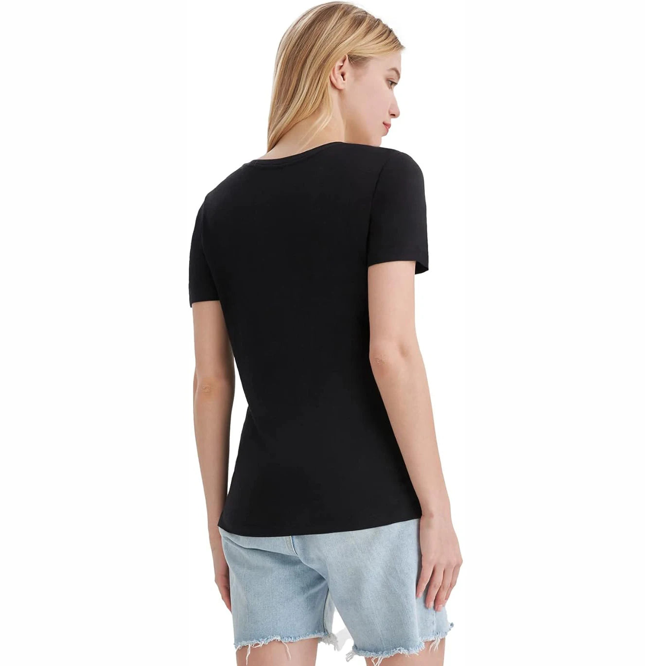 100% Merino Wool V Neck T-Shirt Women Short Sleeve Base Layers Tee Shirt for Travel Hiking Sports No Itch Breathable 16.5 Micro