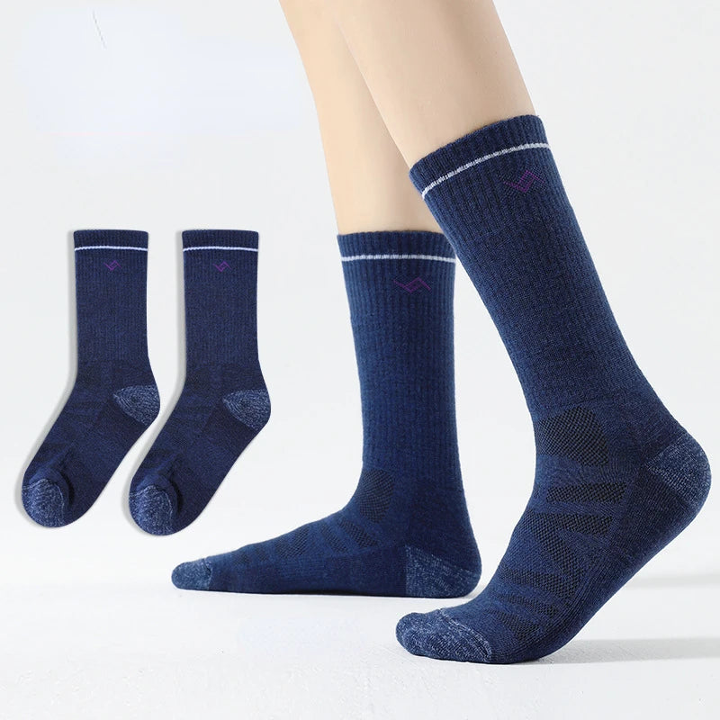 90% Australia Merino Wool Hiking Socks Men Winter Thicken Warm Skiing Socks Outdoor Sports Crew Wool Sock Moisture Breathable