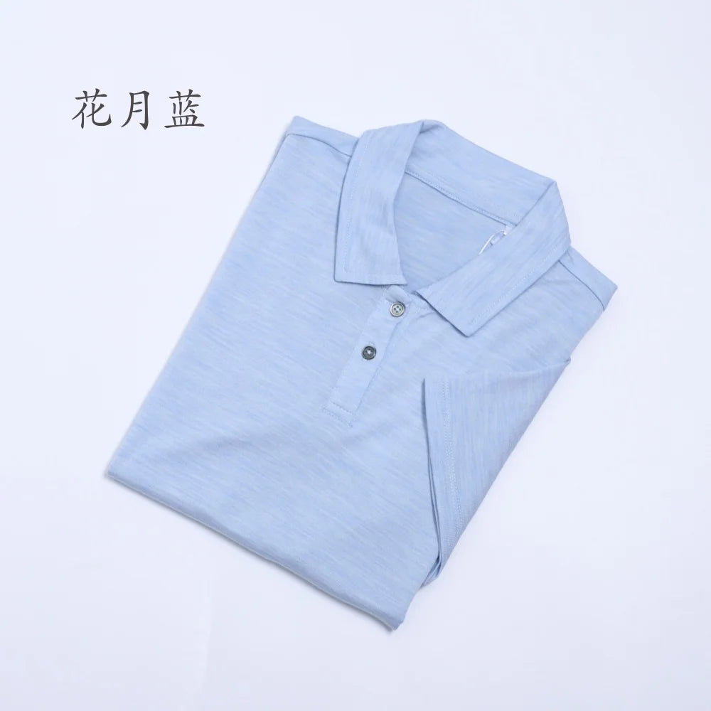 100% Merino Wool Polo T Shirt Womens Merino Wool Short Sleeve Shirt for Women Lightweight Base Layer Anti-Odor Breathable 180G