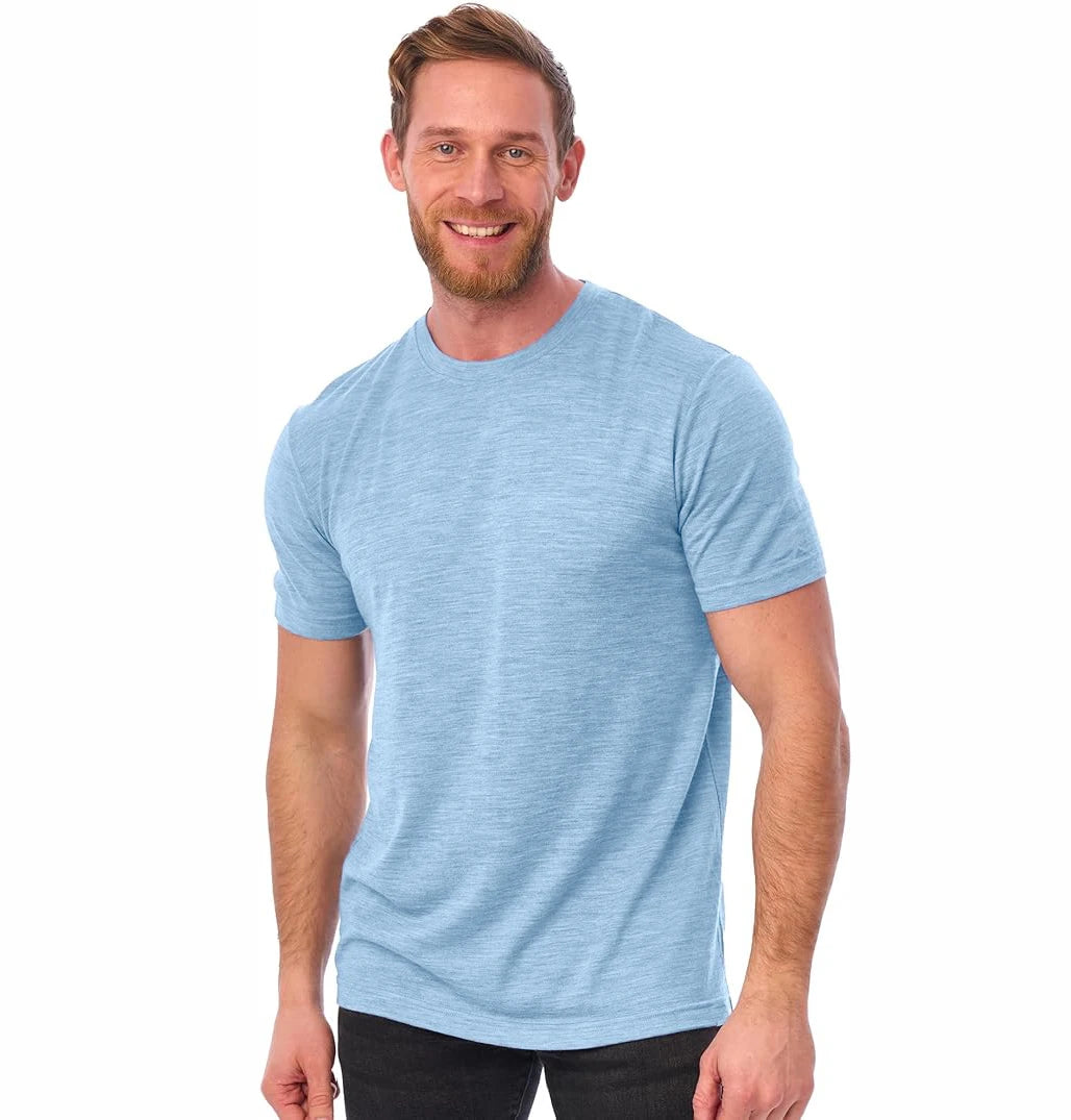 100% Merino Wool T-Shirt Men Short Sleeve Merino Shirts Sport Lightweight Base Layer Hiking Tshirt Soft Breathable Undershirt