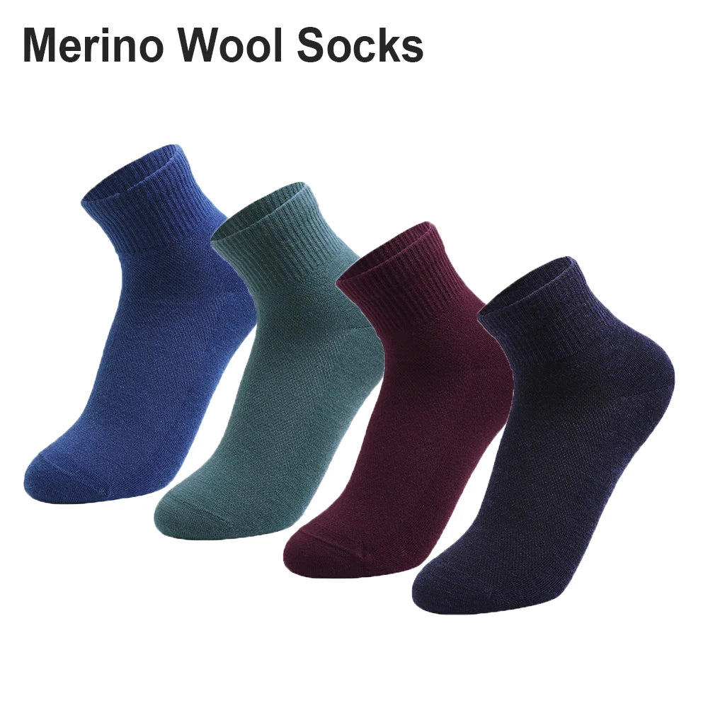 4 Pairs Men Women Merino Wool Socks Light Low Cut Sock Merino Wool Breathable Comfort Fit Thin for Running Cycling Ski Socks