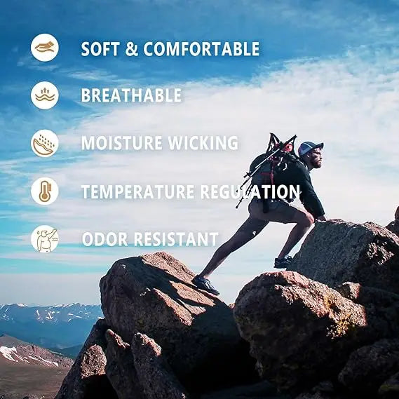 100% Merino Wool T Shirt for Men 16.5 Microns Merino Wool Base Layer Tee T-Shirt 170GSM Breathable Quick Dry Anti-Odor