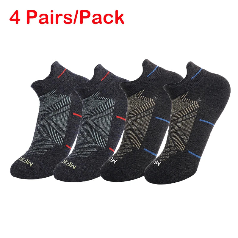 2/4 Pairs Merino Wool Ankle Socks Mens Womens Athletic Thin Running Socks Merino Everyday Socks Wicking Breathable Anti-Odor