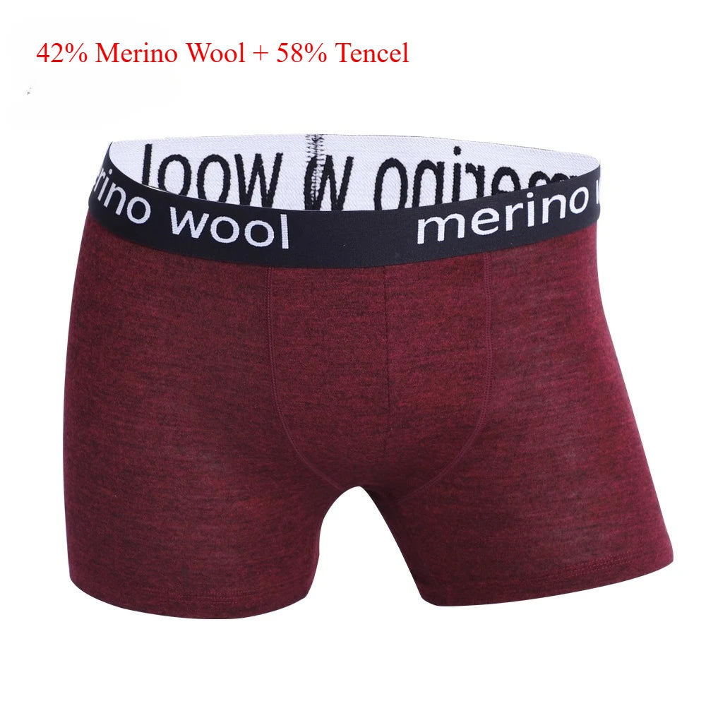 Men's Merino Wool Underwear Boxers Men Merino Wool Blend Boxer Briefs Breathable Comfortable Pouch Moisture Wicking