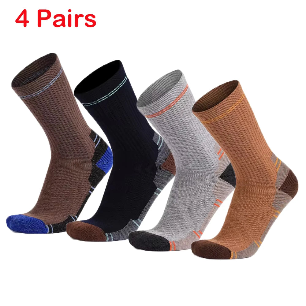 4 Pairs Merino Wool Hiking Crew Socks for Men Women Soft Lightweight Merino Wool Sports Socks Cushioned Anti-Blister Breathable