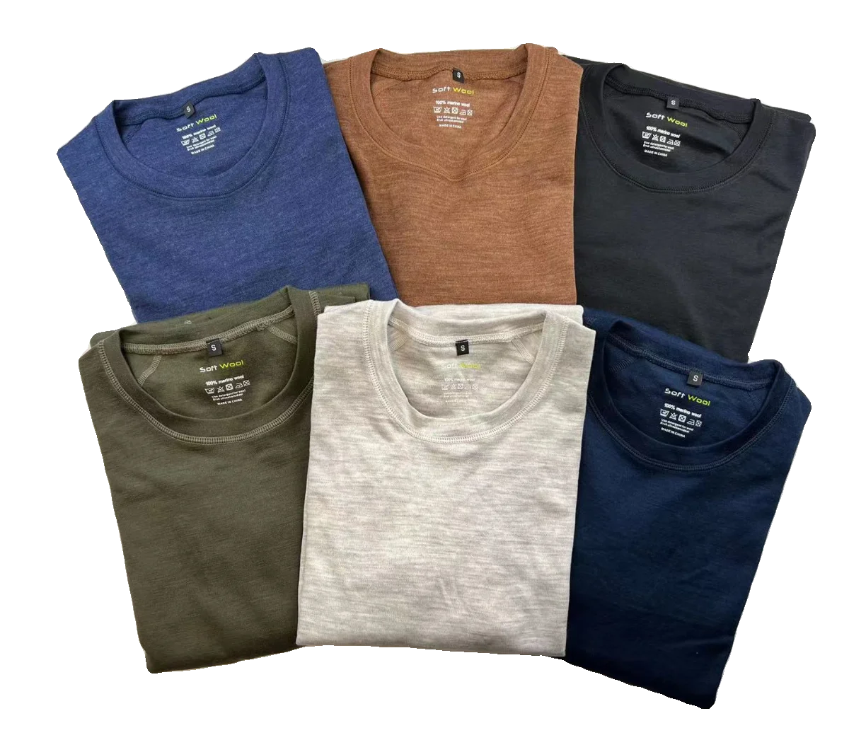 Men's 100% Merino Wool Thermal Underwear Long Sleeve Shirt Merino Wool Base Laye Top Wicking Breathable Anti-Odor 230g Asia Size