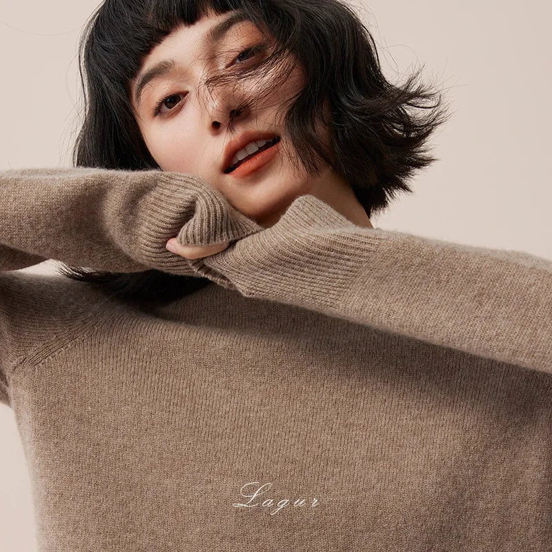 Women's 100% Merino Wool Crew Neck Base Layer Sweater Winter Thermal Classic Knit Wool Sweater Women Pullovers