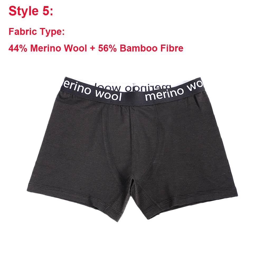Mens Merino Wool Underwear Boxer Briefs 87% Merino Wool Boxers Soft Breathable Moisture Wicking Sports Fitness Boxershorts