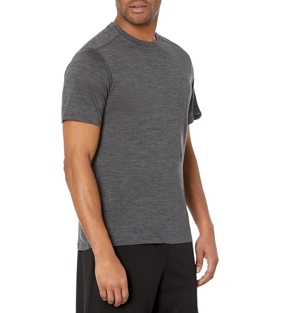 Merino Wool T Shirt Men 100% Merino Undershirt Middleweight Base Layer Shirts Wicking Breathable Quick Dry Anti-Odor No-itch