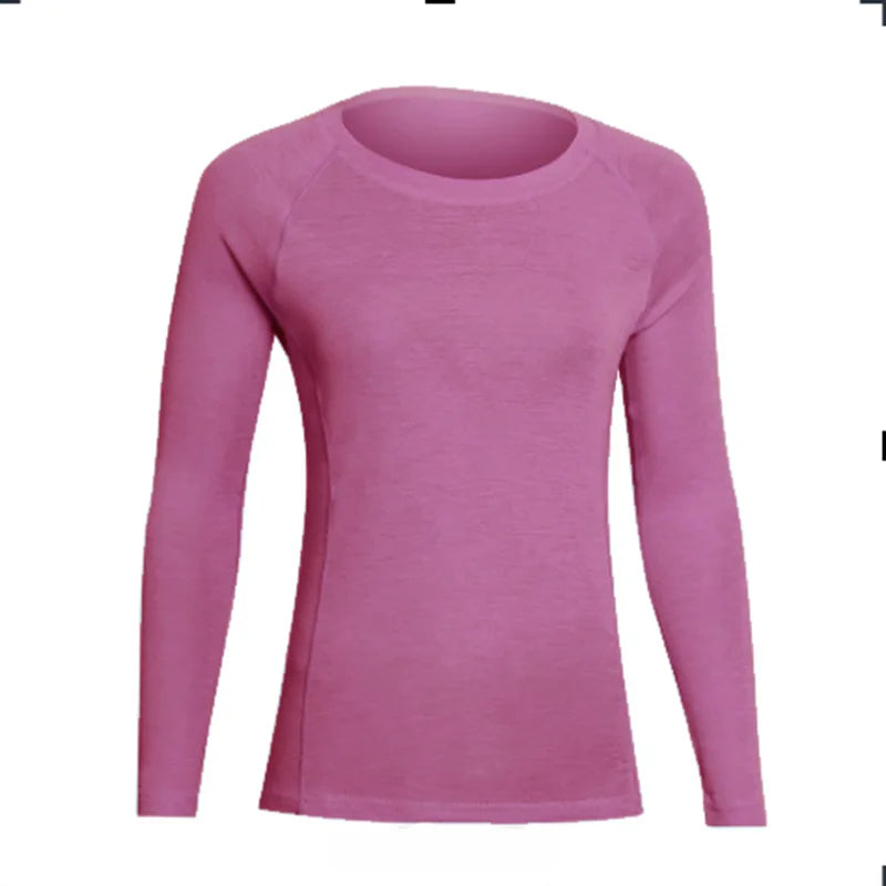 Women's Merino Wool Base Layer Shirt Lightweight Merino Wool Thermal Underwear Long Sleeve T Shirts Wicking Anti-Odor 130G