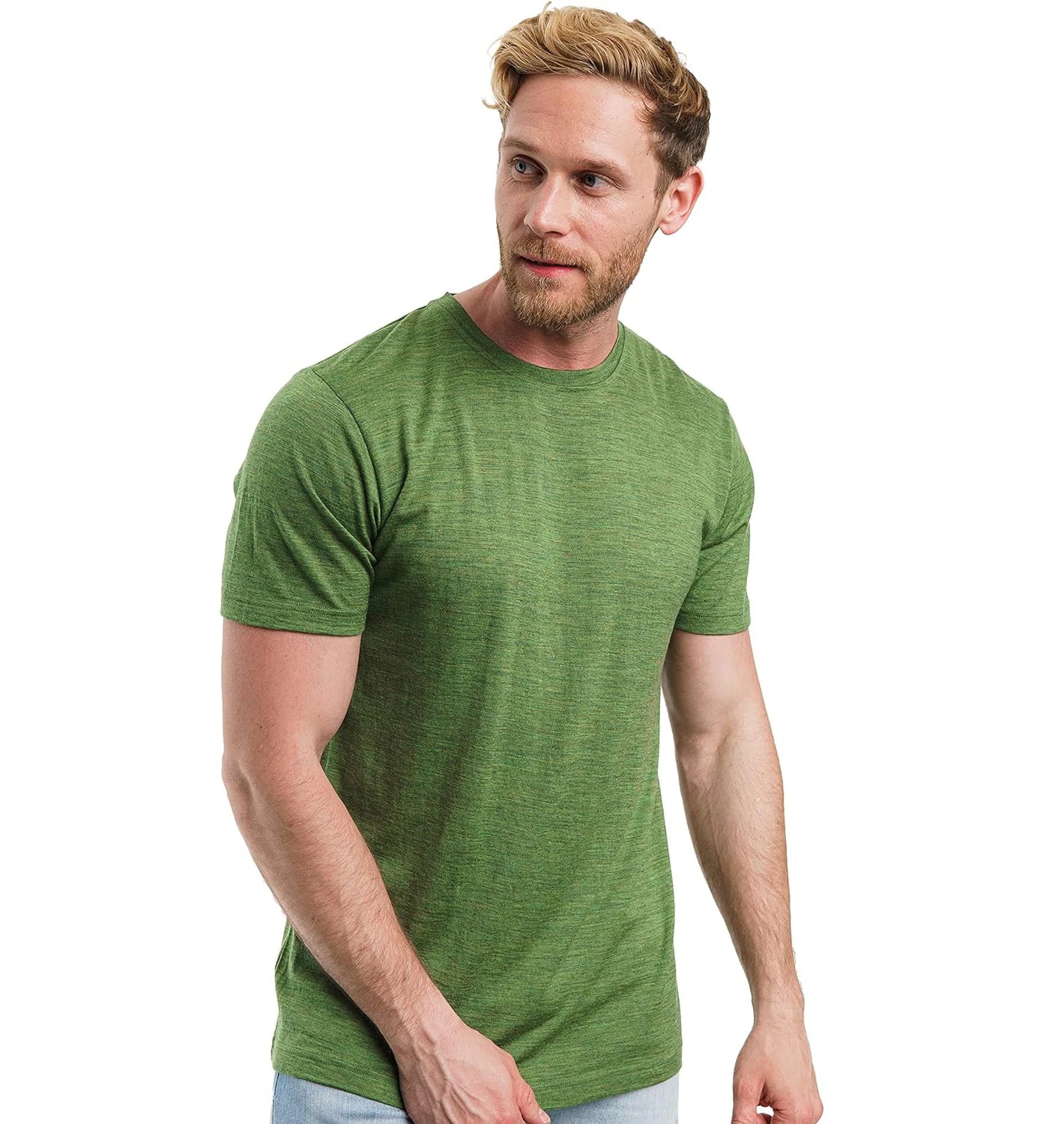 Merino Wool T Shirt Men 100% Merino Undershirt Middleweight Base Layer Shirts Wicking Breathable Quick Dry Anti-Odor No-itch