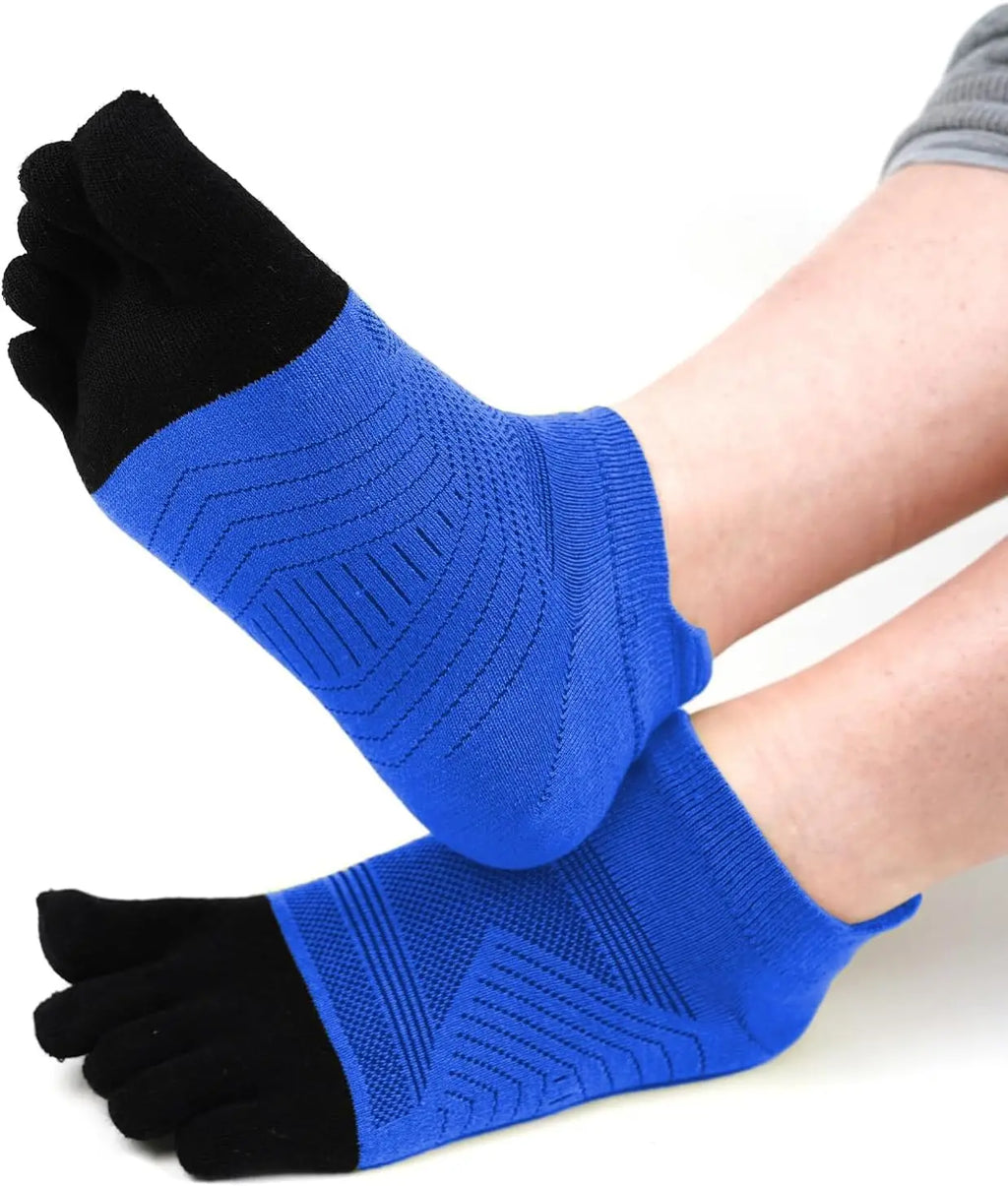 3 Pairs Merino Wool Five Toe Socks for Mens Womens Moisture Wicking Athletic Running Finger Socks Ankle Height