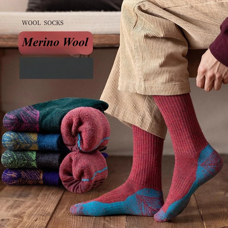 Men's Merino Wool Socks Wool Hiking Winter Thick Thermal Socks Moisture Wicking Breathable Anti- Odor Boot Work Socks L 40-46