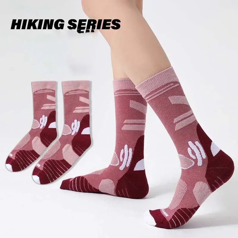 Men Women Merino Wool Socks Hiking 30% Merino Wool Warm Running Trekking Skiing Hunting Fishing Seamless Outdoor Sports Socks
