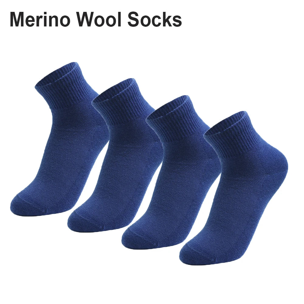 4 Pairs Men Women Merino Wool Socks Light Low Cut Sock Merino Wool Breathable Comfort Fit Thin for Running Cycling Ski Socks
