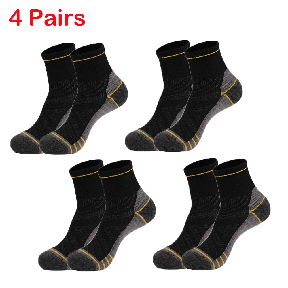 4 Pairs Merino Wool Ankle Socks Running Compression Support Thick Cushion Hiking Socks for Women Men Anti-Blister Breathable