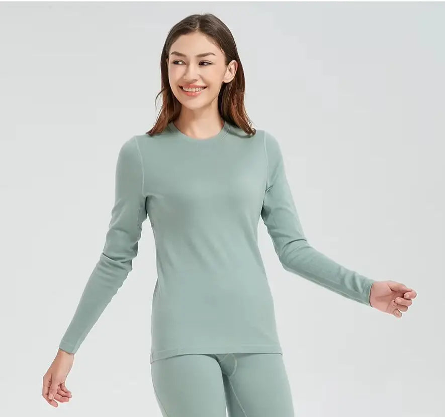 100% Merino Wool Womens 250G Midweight Merino Wool Base Layer Long Sleeve Crew Nack Thermal Underwear Tops Winter Warm