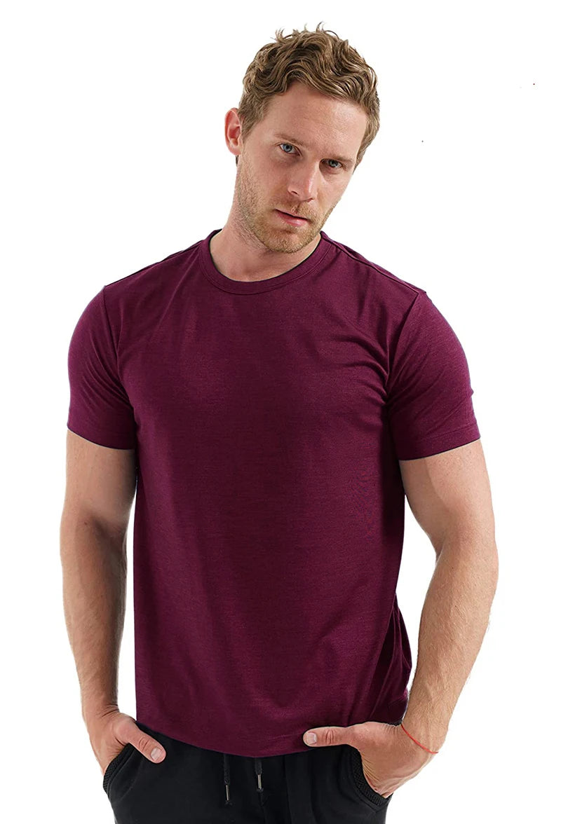 Men's Merino Wool T Shirt Base Layer Wool Tee Men 100% Merino Wool Shirt Top 200G Wicking Breathable Quick Anti-Odor Size S-XXL