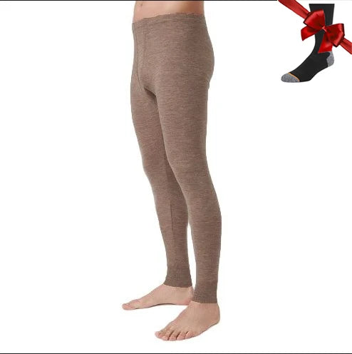 100% Merino Wool Men Underwear Bottom Pants Merino Wool Base Layer Thermal Pants Leggings Long Johns Warm Baselayer Bottom+Socks