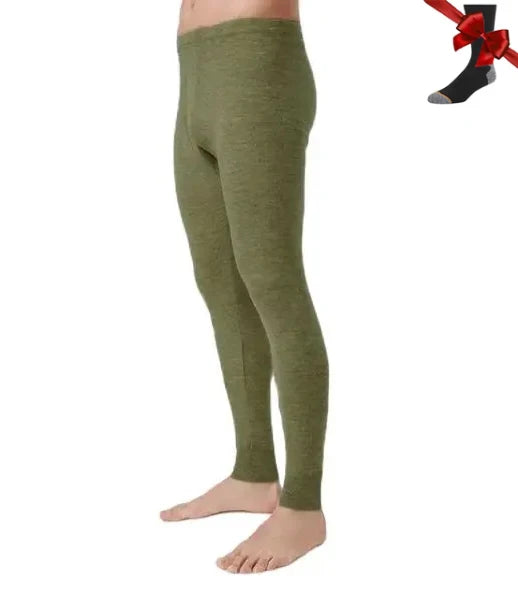 100% Merino Wool Men Underwear Bottom Pants Merino Wool Base Layer Thermal Pants Leggings Long Johns Warm Baselayer Bottom+Socks