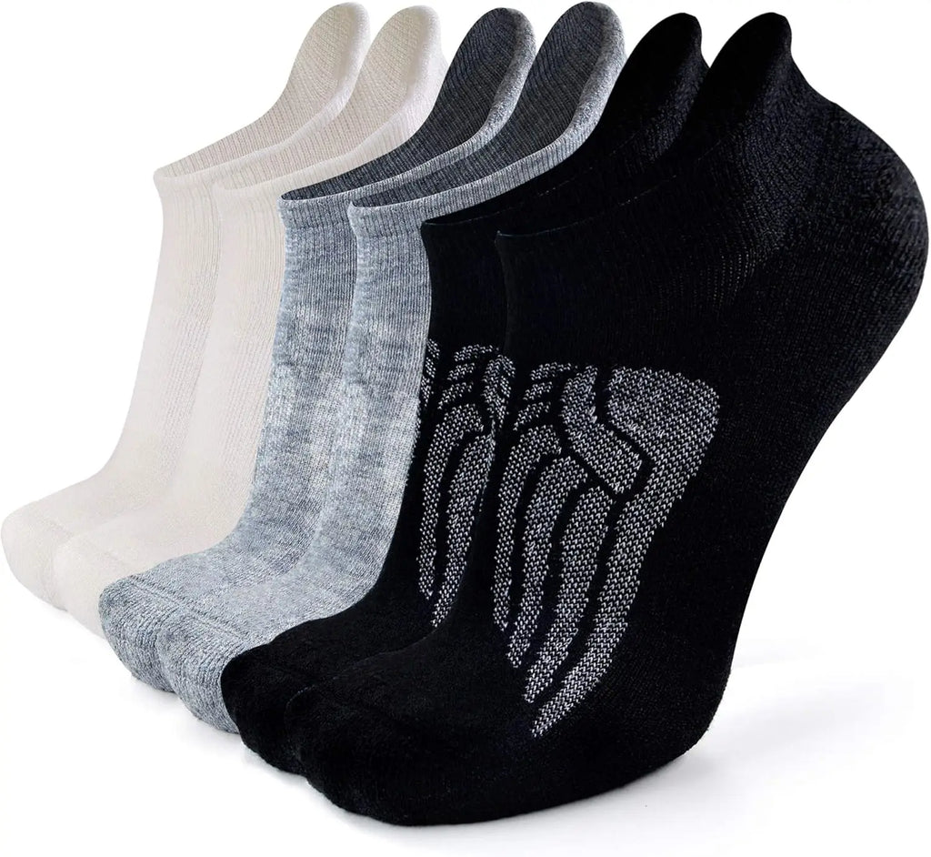 Merino Wool Compression Support Ankle Running Hiking Socks for Men Women Soft Thick Cushion Tab Socks 3 Pairs