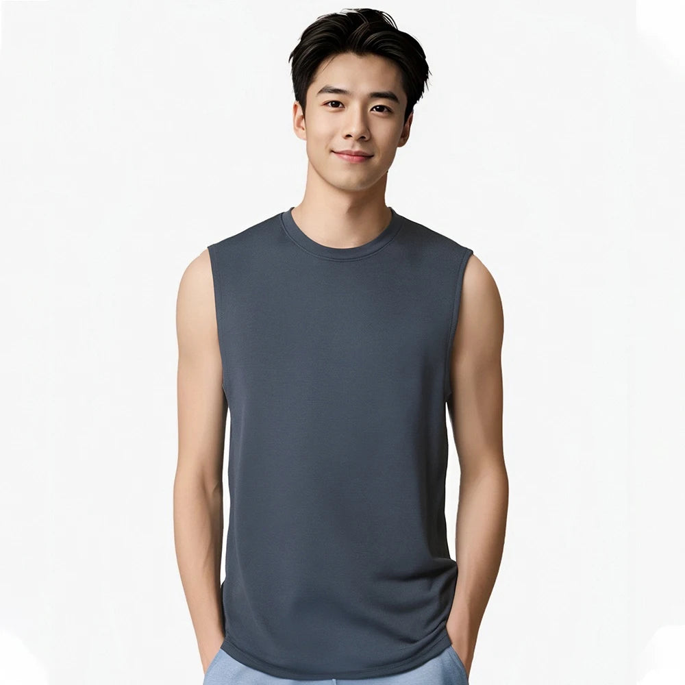 Men‘s Merino Wool Tank Top Active Merino Wool Sleeveless Undershirt Moisture Wicking Breathable Anti-Odor Lightweight Base Layer