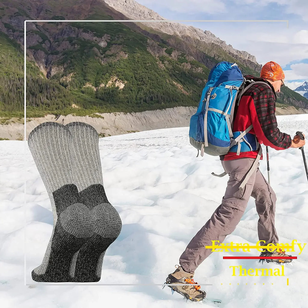 Men Merino Wool Hiking Socks 80% Merino Wool Anti Odor Thicken Hiking Cushion Crew Socks Men Merino Outdoor Thermal Socks