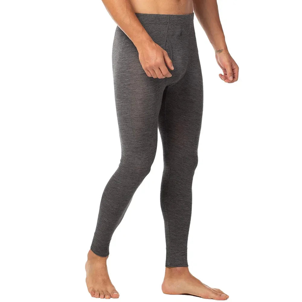 Men's 100% Merino Wool Long Johns Pants Thermal Underwear 200G Merino Wool Base Layer Bottom Warm Breathable Moisture Wicking