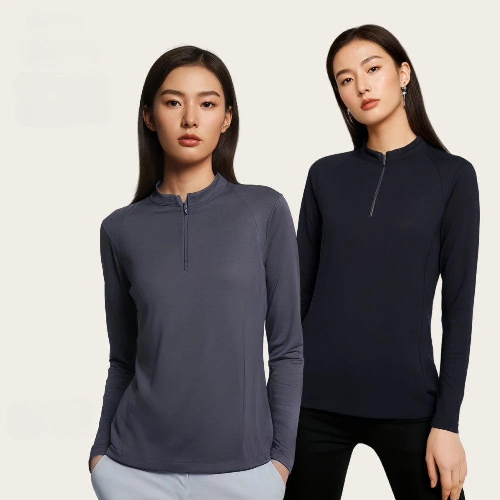 100% Merino Wool Base Layer Top Womens Merino Wool Half Zip Long Sleeve Thermal Shirt Moisture Wicking Breathable 220G
