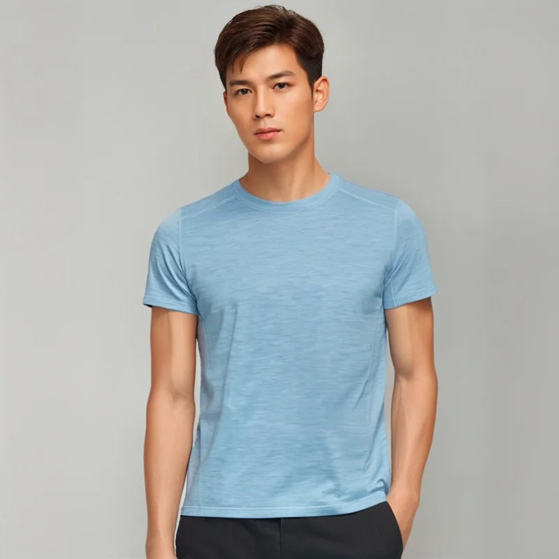 100% Merino Wool T Shirt Men 17.5 Micron Merino Wool Short Sleeve Shirts Lightweight Breathable Hiking Running Tee Undershirt
