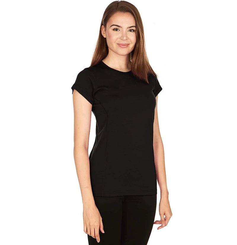 100% Merino Wool T-Shirt Womens Lightweight Short Sleeve Crew Shirts Merino Wool Base Layer Women Undershirt No Itch Breathable