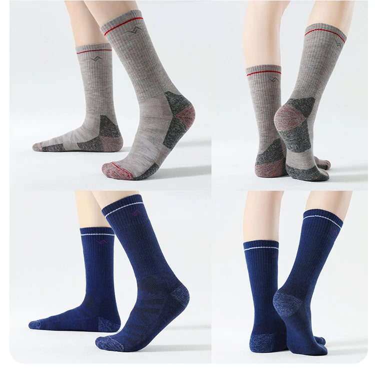 90% Australia Merino Wool Hiking Socks Men Winter Thicken Warm Skiing Socks Outdoor Sports Crew Wool Sock Moisture Breathable