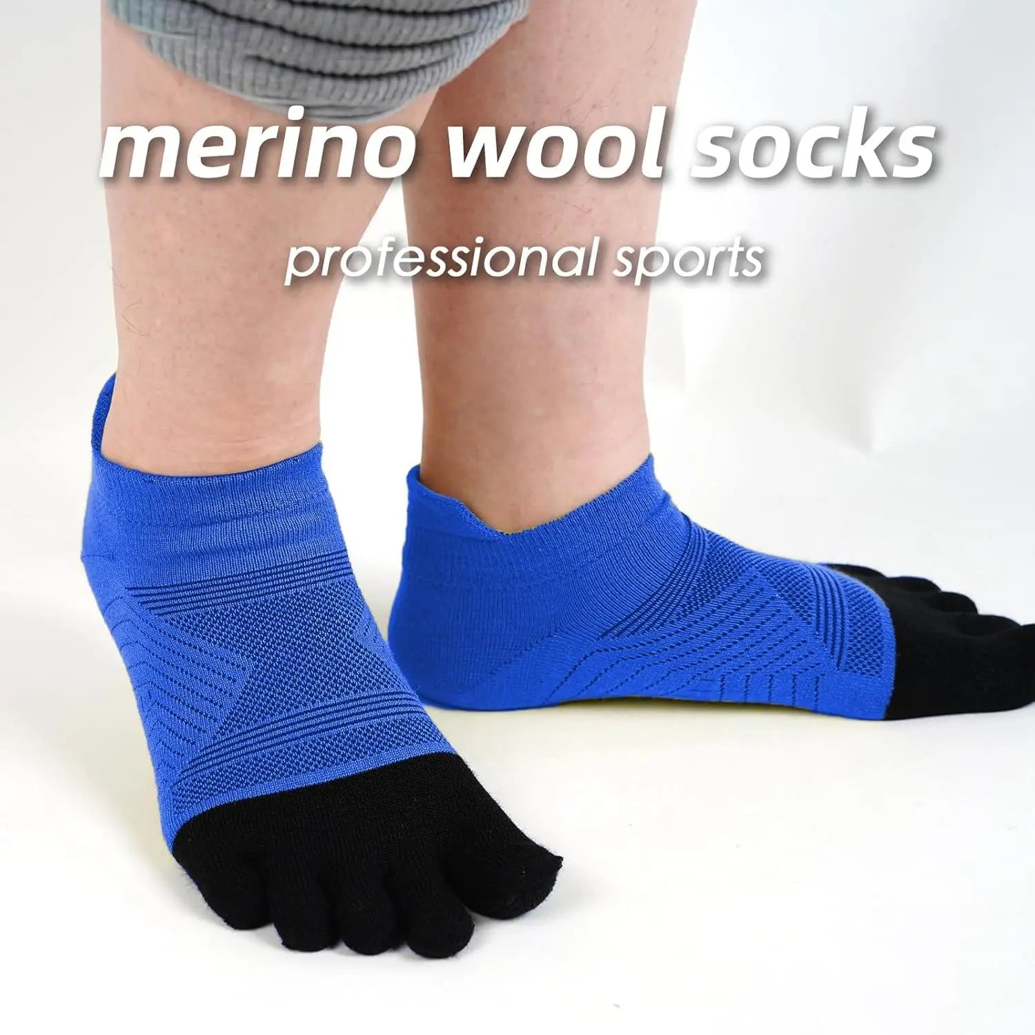 Merino Wool Five Toe Socks Mens Womens Merino Wool Sports Ankle Socks Moisture Wicking Athletic Running Finger Socks 3 Pairs
