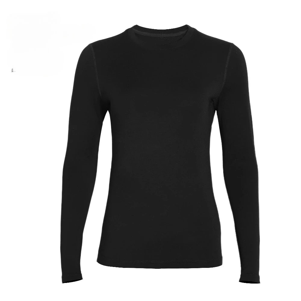 100% Merino Wool Womens 250G Midweight Merino Wool Base Layer Long Sleeve Crew Nack Thermal Underwear Tops Winter Warm