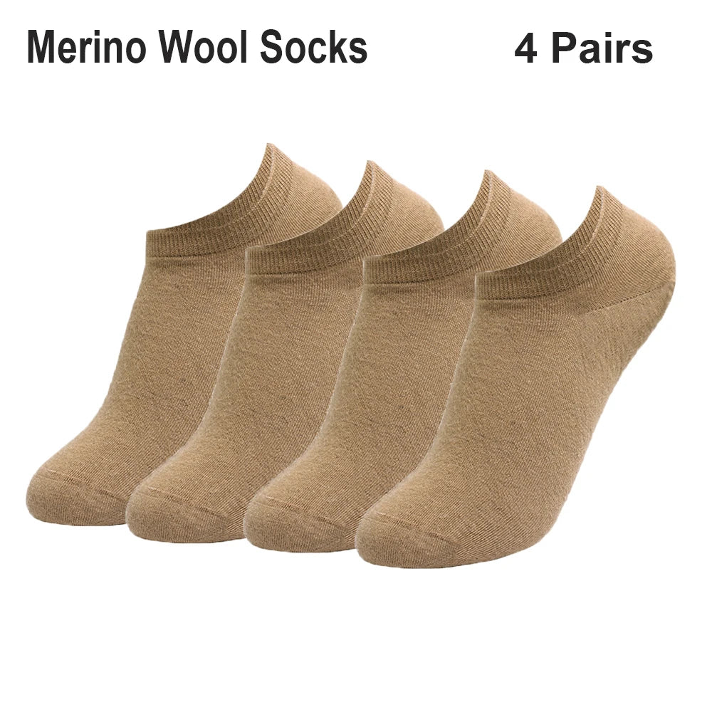 4 Pairs Unisex Merino Wool No Show Athletic Socks Merino Wool Light Running Tennis Golf Socks Everyday Light Low Cut Socks