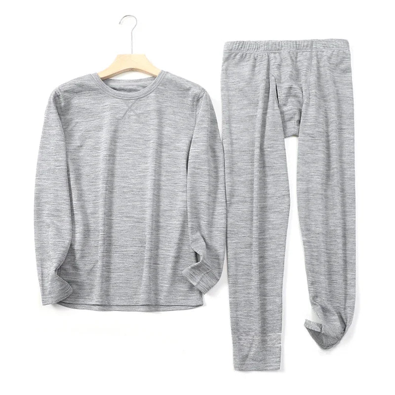 Winter Merino Wool Thermal Underwear Set Mens Outdoor Sports Merino Wool Base Layer Set Tops Bottoms Breathable Quick Drying