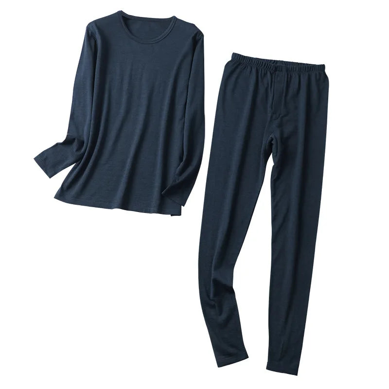 100% Merino Wool Base Layer Set Men 150G Winter Merino Wool Thermal Underwear Sets Lightweight Long Sleeve Top Bottom Pants