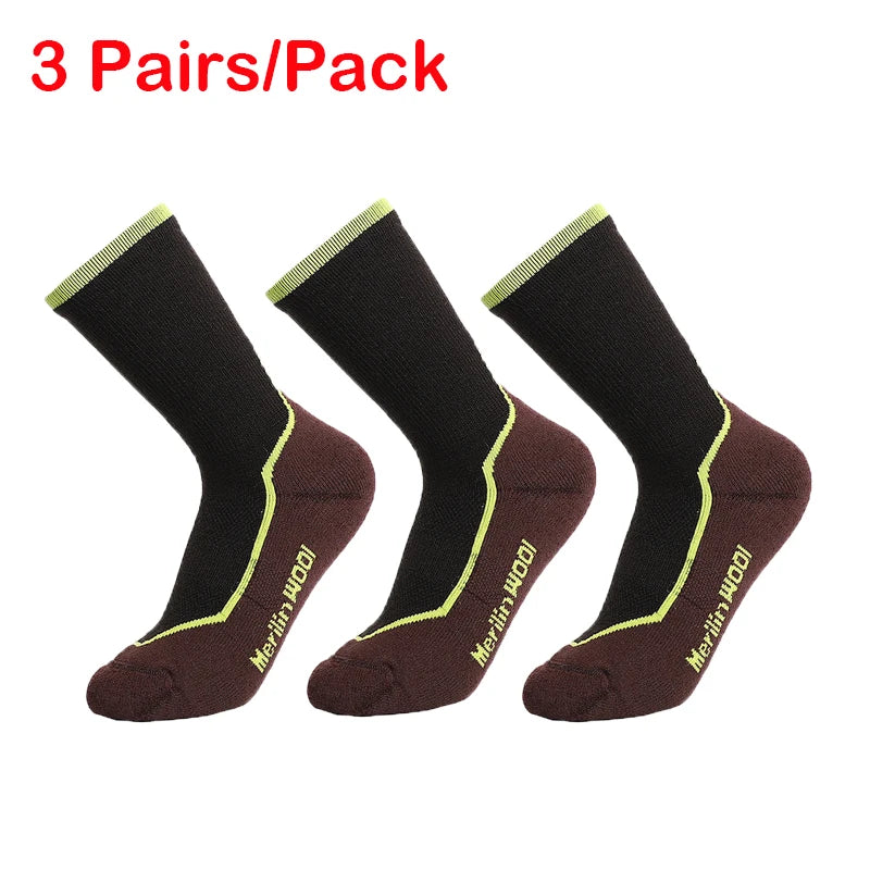 Mens Womens Merino Wool Hiking Socks Soft Lightweight Merino Wool Sports Crew Socks Thermal Anti-Blister Breathable 2/3 Pairs