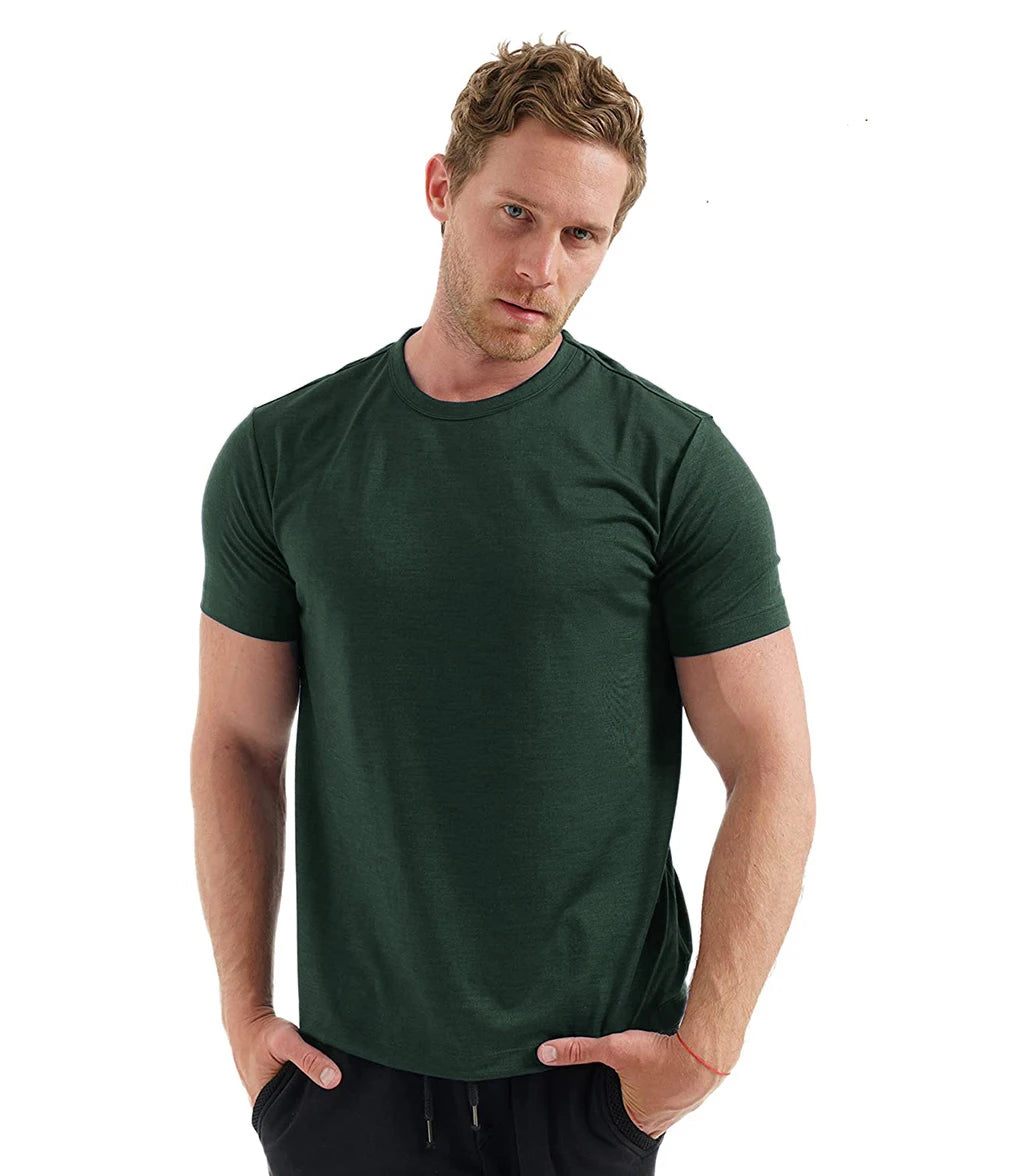 100% Merino Wool T Shirt Men's Base Layer Tee Men 180 GSM Wicking Breathable Quick Dry Anti-Odor Hiking Shirts