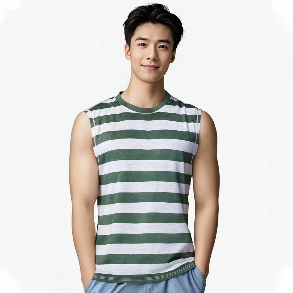 100% Merino Wool Tank Top Men Active Merino Wool Sleeveless Shirt Moisture Wicking Breathable Anti-Odor Lightweight Gym Running