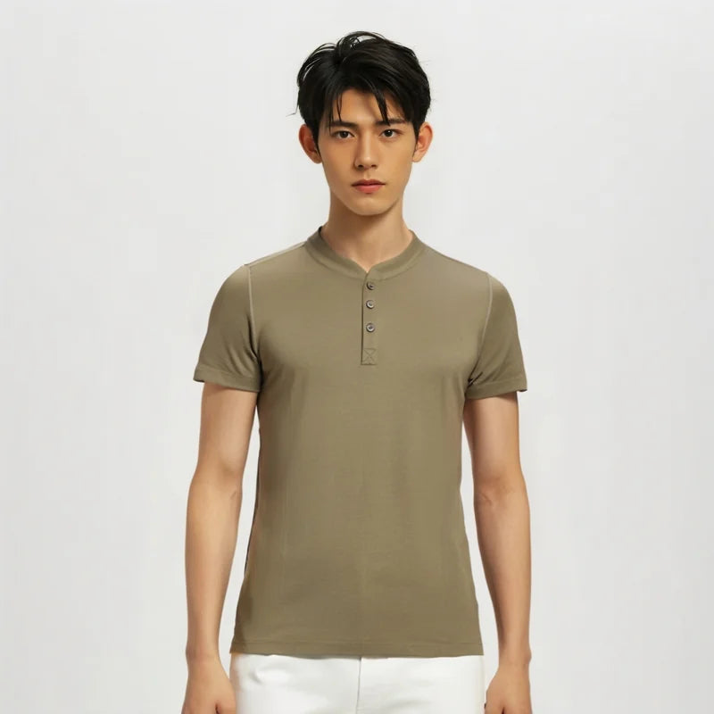 100% Merino Wool Short Sleeve Henley Shirt Mens Merino Wool T Shirts Moisture Wicking Odor Resistant Everyday Tee Top Running