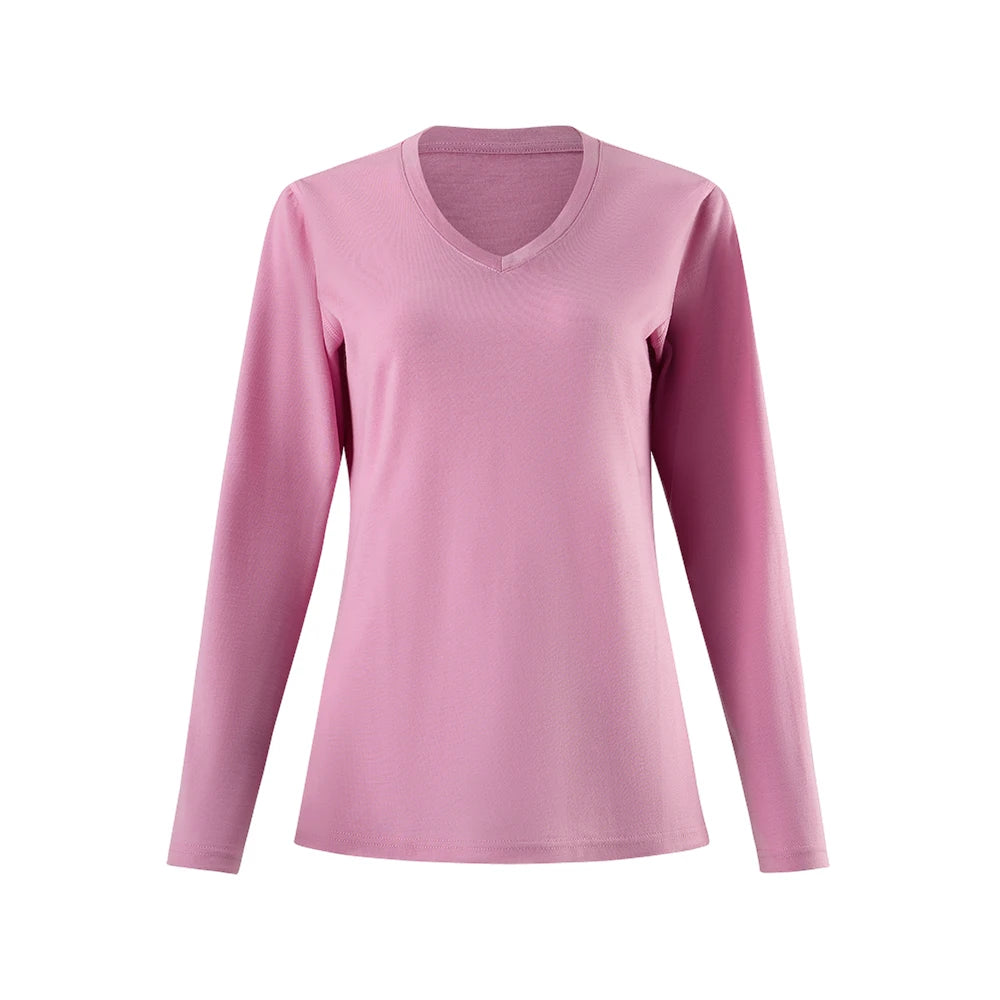 100 Merino Wool Womens Long Sleeve V Neck T Shirt Thermal Underwear 16.5micro Merino Wool Base Layer Shirts Skiing Hiking