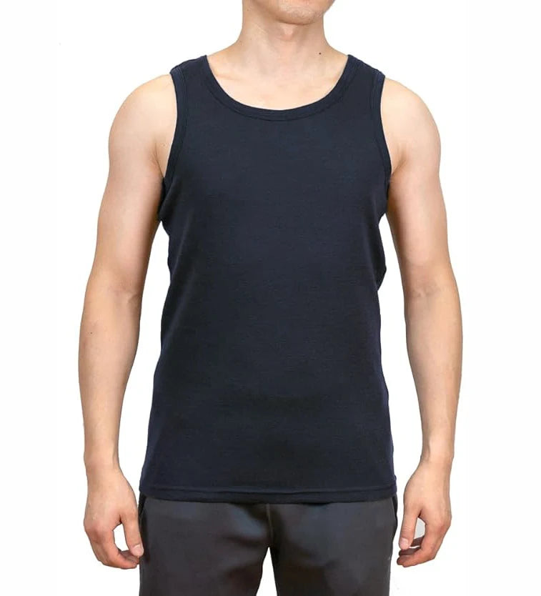 Mens Merino Wool Tank Top 100% Merino Wool Sleeveless Undershirt Moisture Wicking Breathable Anti-Odor Lightweight Base Layer