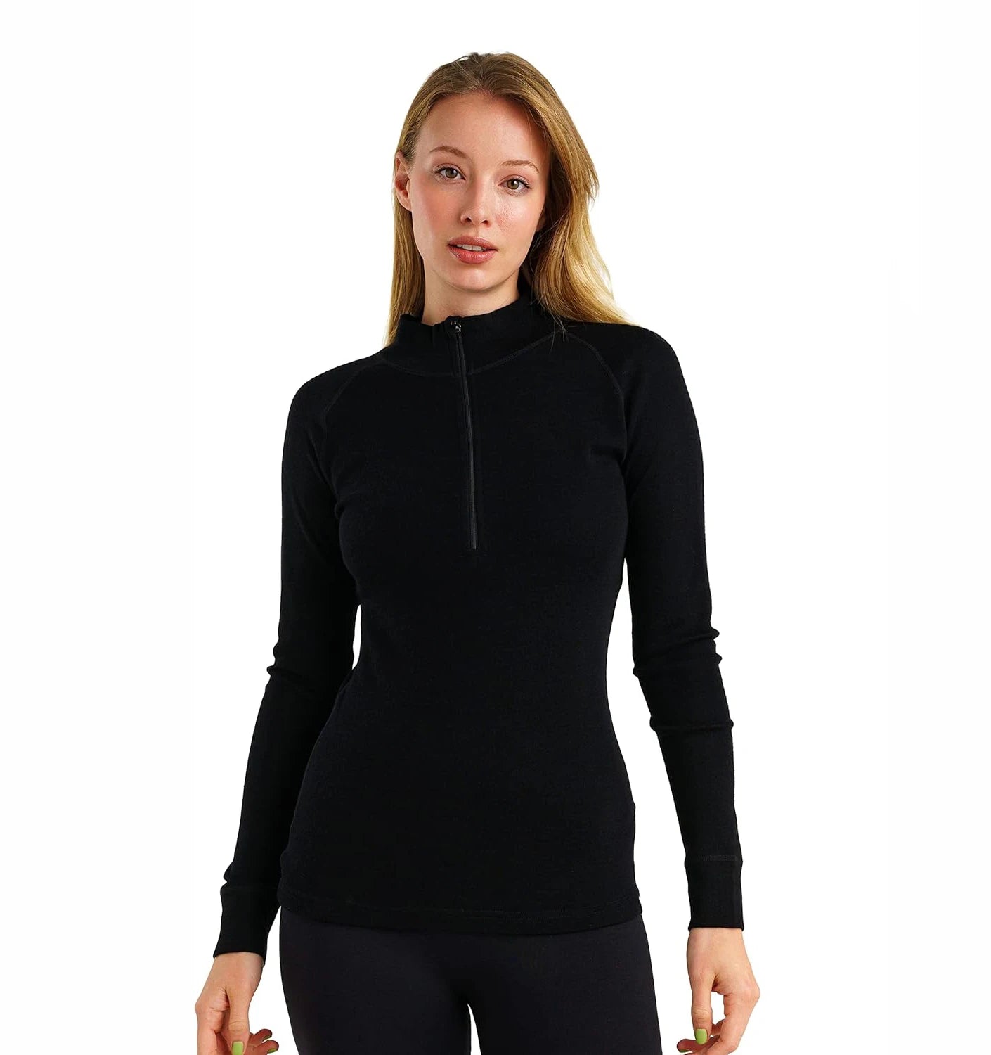 Women's Merino Wool Base Layer Half Zip Sweater Women Merino Wool Long Sleeve Thermal Shirt Midweight 200G Outdoor Sports