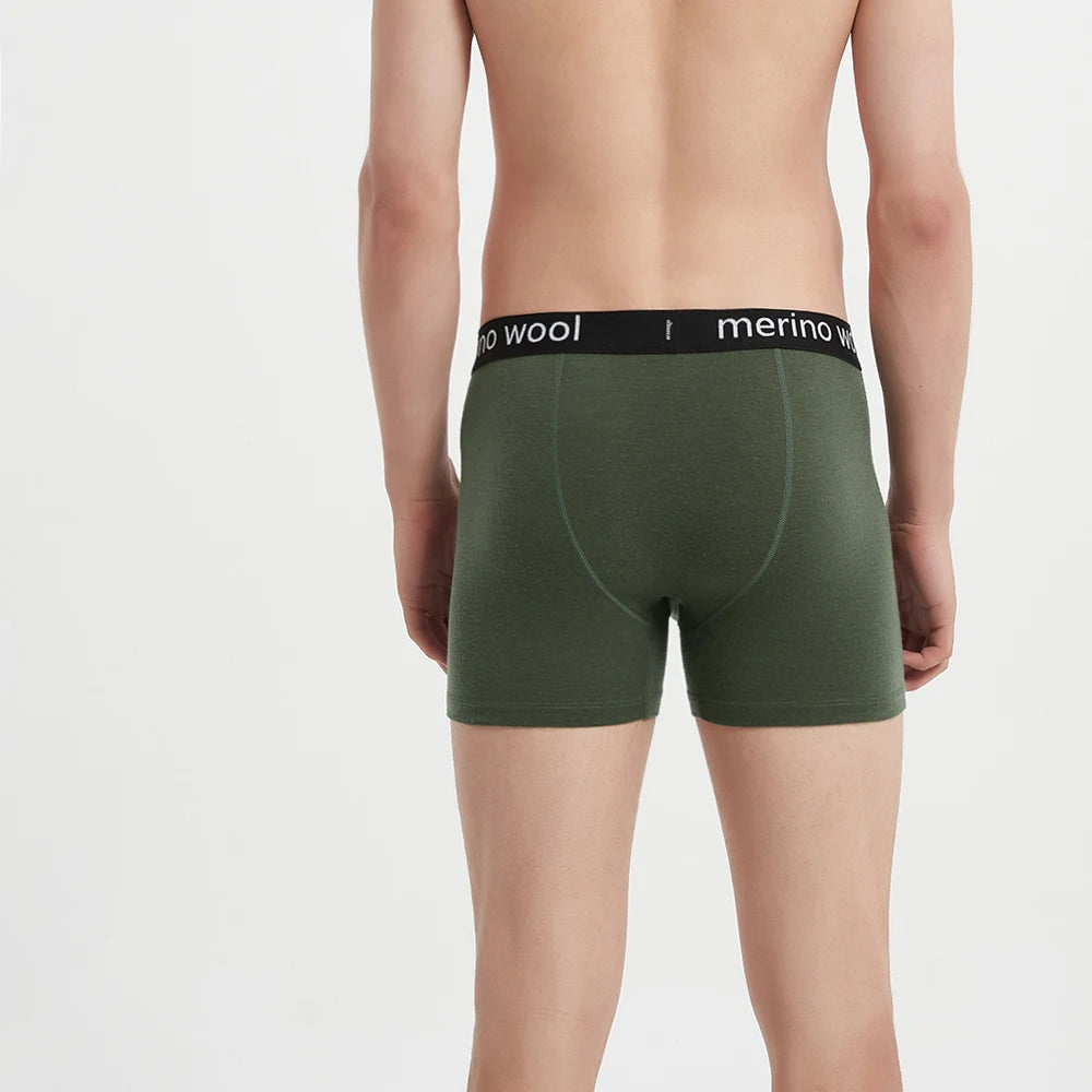 New Merino Wool Boxer Briefs Men 83% Merino Wool Underwear Boy Shorts Everyday Soft Breathable Moisture Wicking Anti-Odor