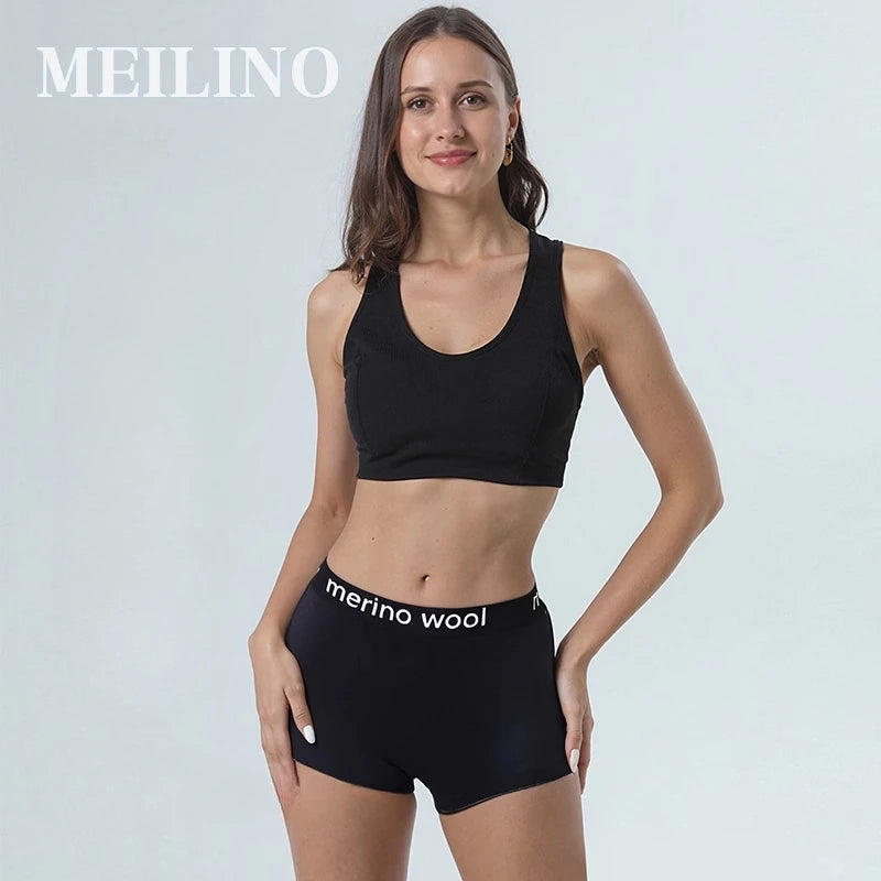 Women's Merino Wool Underwear Boxer Briefs Yoga Sweatpants Fitness Panties Wicking Quick Dry Breathable Wool Underpants