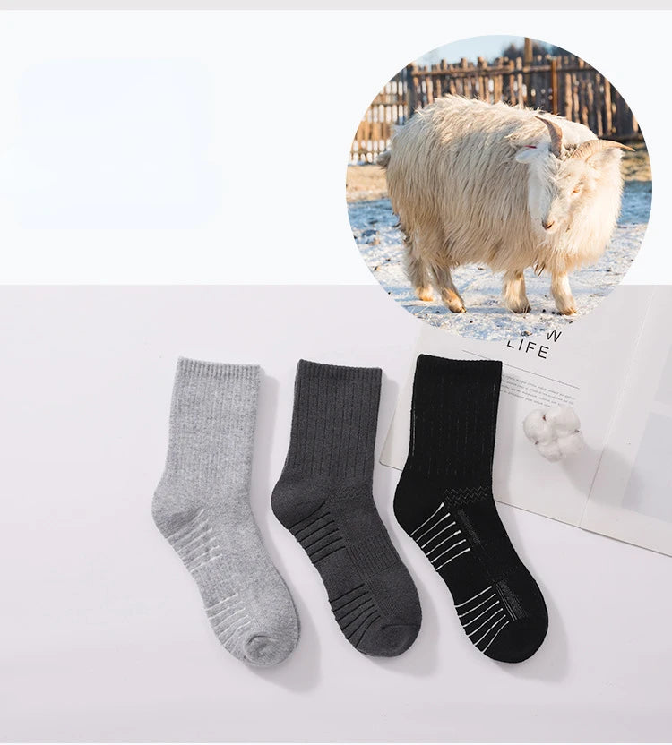 3 Pairs/Set Merino Wool Socks Autumn Winter Professional Sports Socks Merino Wool Skiing Hiking Crew Socks Warm Moisture Wicking