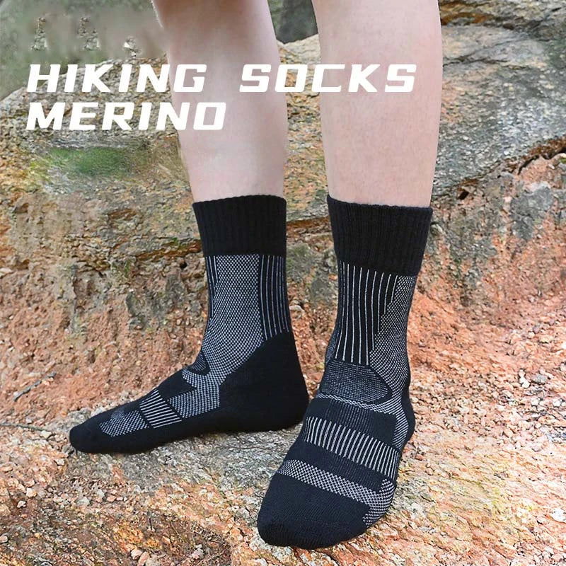 2 Pairs Merino Wool Hiking Socks Men Women Merino Wool Thin Sports Trekking Running Socks Lightweight Breathable Anti-odour Soft