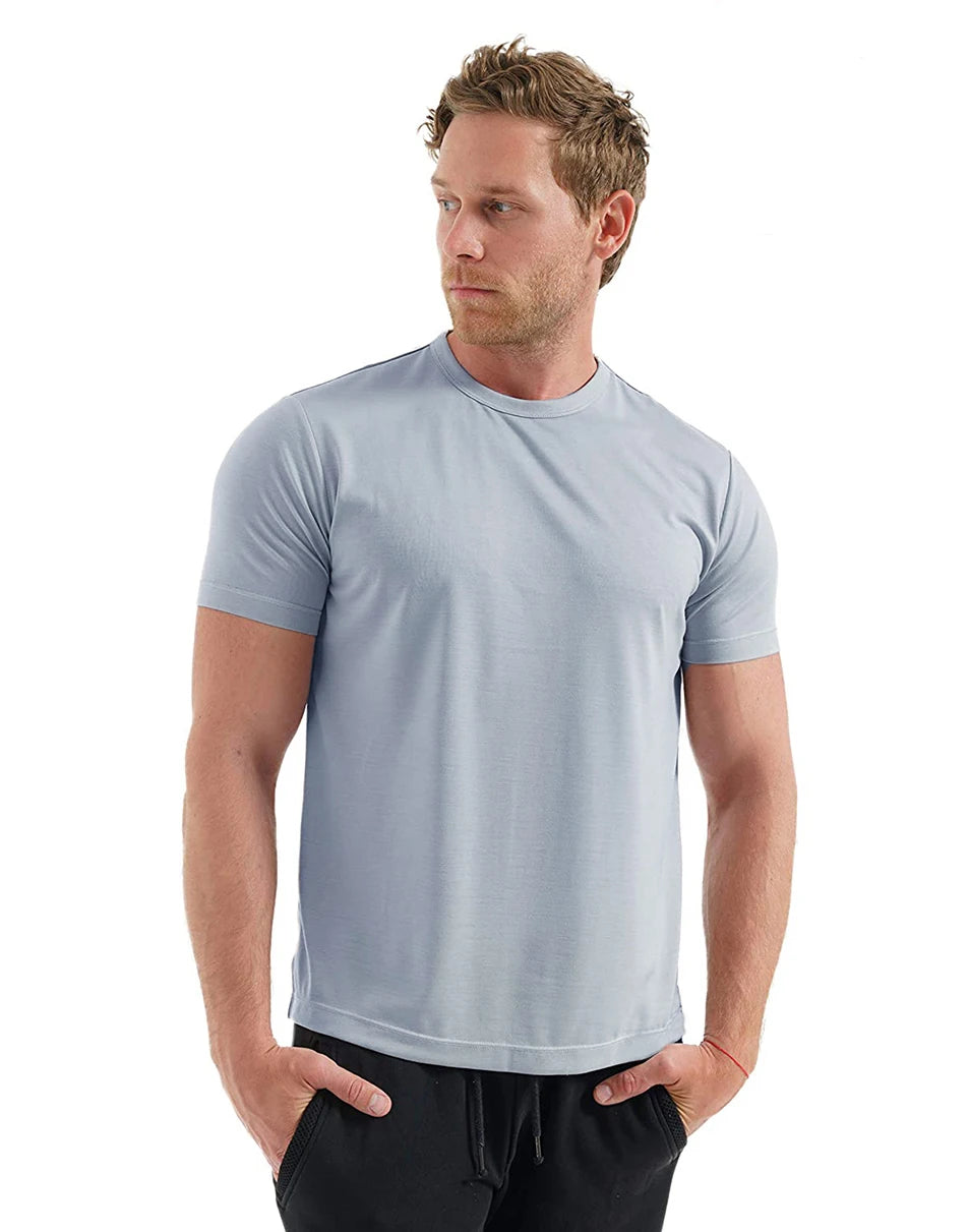 Merino Wool T Shirt Men 100% Merino Undershirt Middleweight Base Layer Shirts Wicking Breathable Quick Dry Anti-Odor No-itch
