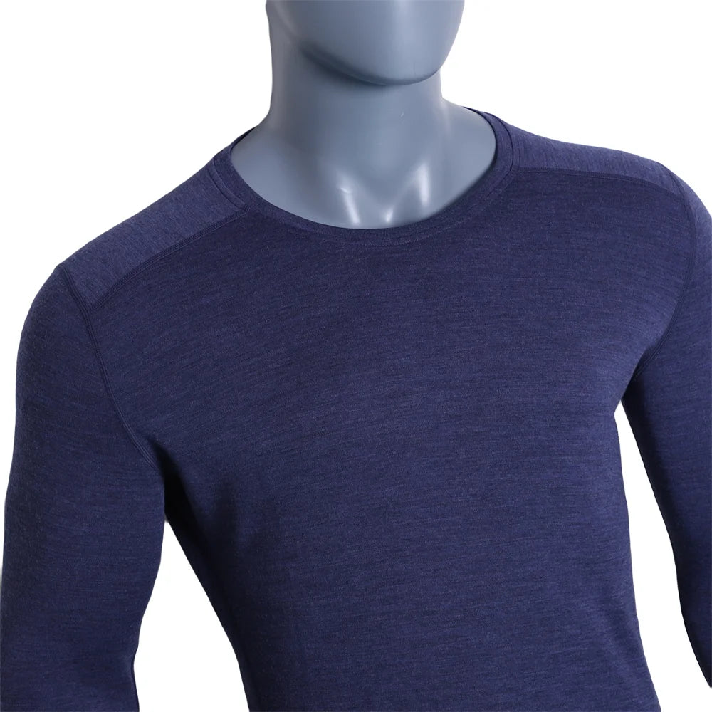 100% Merino Wool Base Layer Mens Merino Wool Shirts for Men Thermal Underwear Long Sleeve T-Shirt for Hiking Hunting 250G